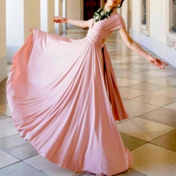 New Twobirds BHLDN Ginger Convertible Sz A / Fits 0 - 12 Dusty Pink Formal Gown - Picture 11 of 17